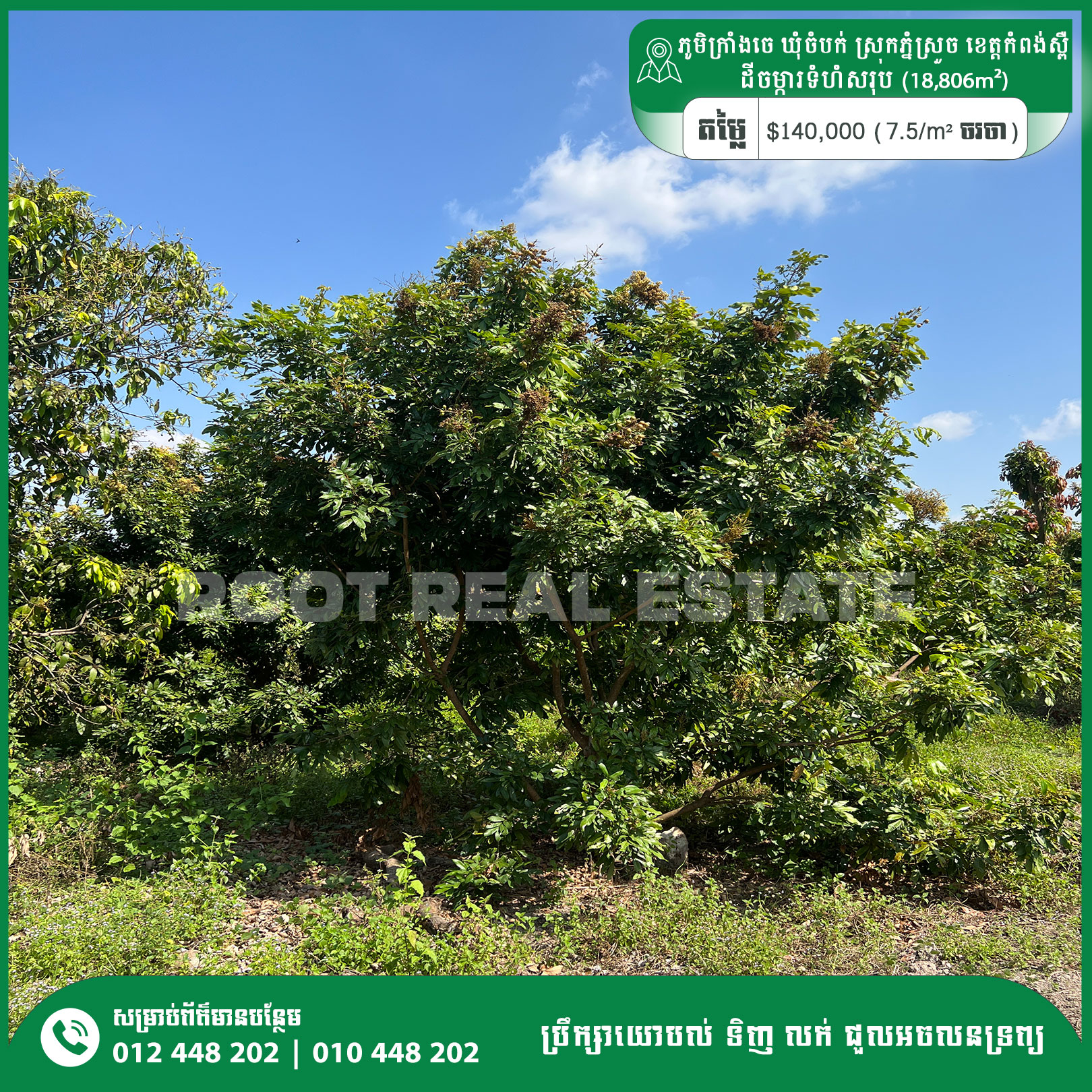 Taiwan longan plantation Farm Land For Sale 140,000$, Near Kirirom Resort